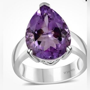 NWT $399 MSRP Women’s Platinum over Sterling Silver Amethyst Pear Shaped…